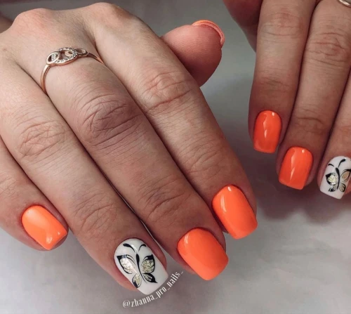 Orange Nails 3