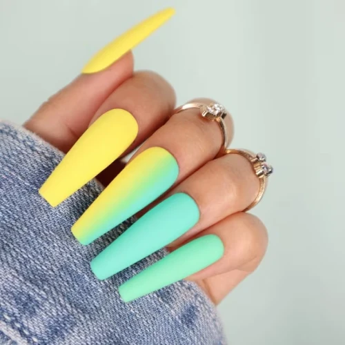 Green and Yellow Ombre Nails