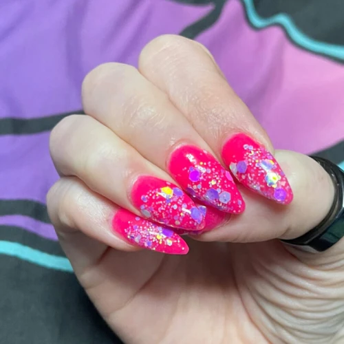 Hot Pink Nails with Diamonds