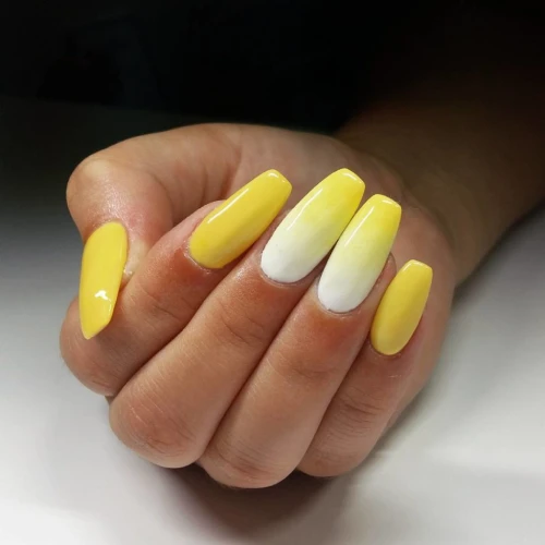 Yellow Ombre Nails with Design 13