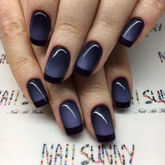 Black Tip Ombre Nails Design