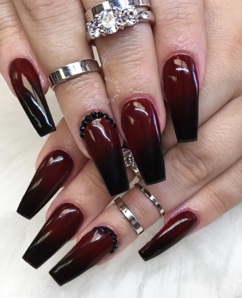 Burgundy Black Ombre Nail Designs