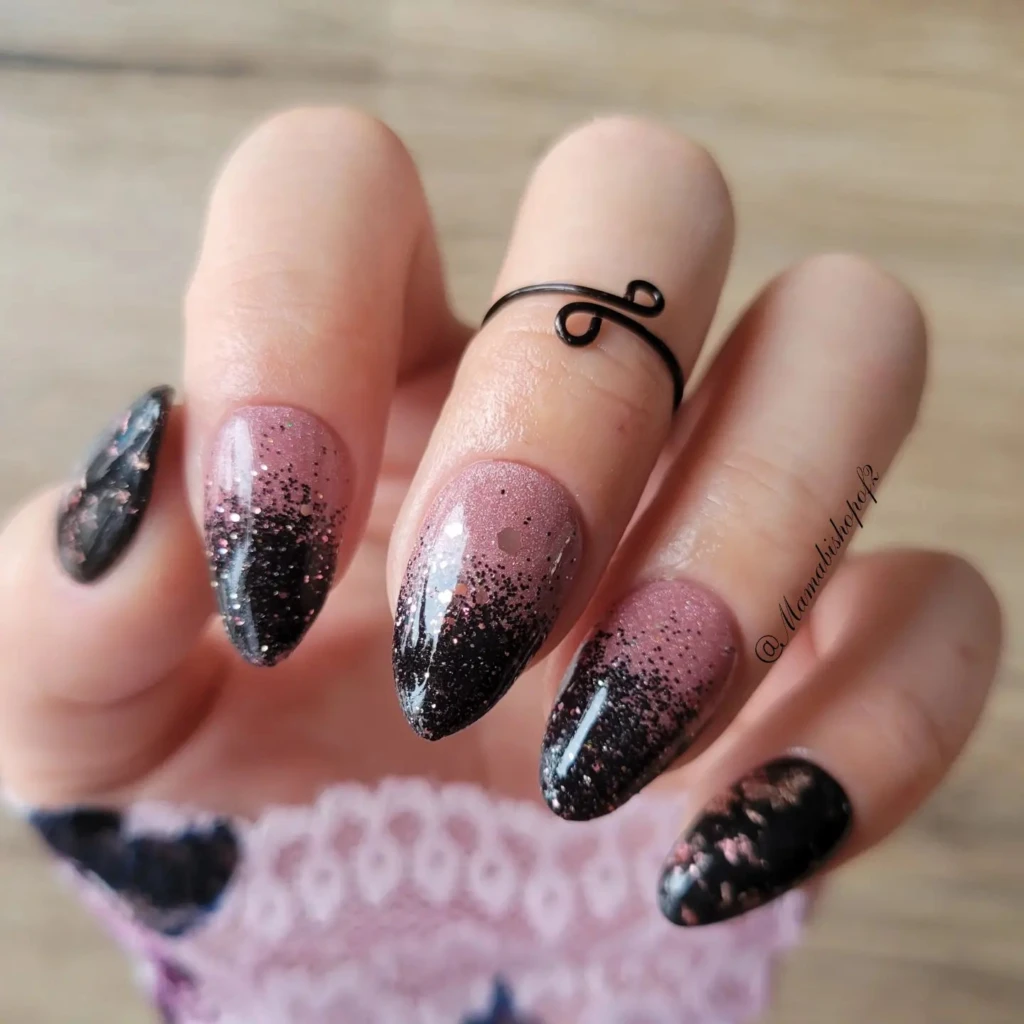 Cute Short Black Ombre Nails Design