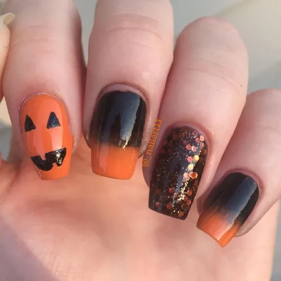 Halloween Pumpkin Nails