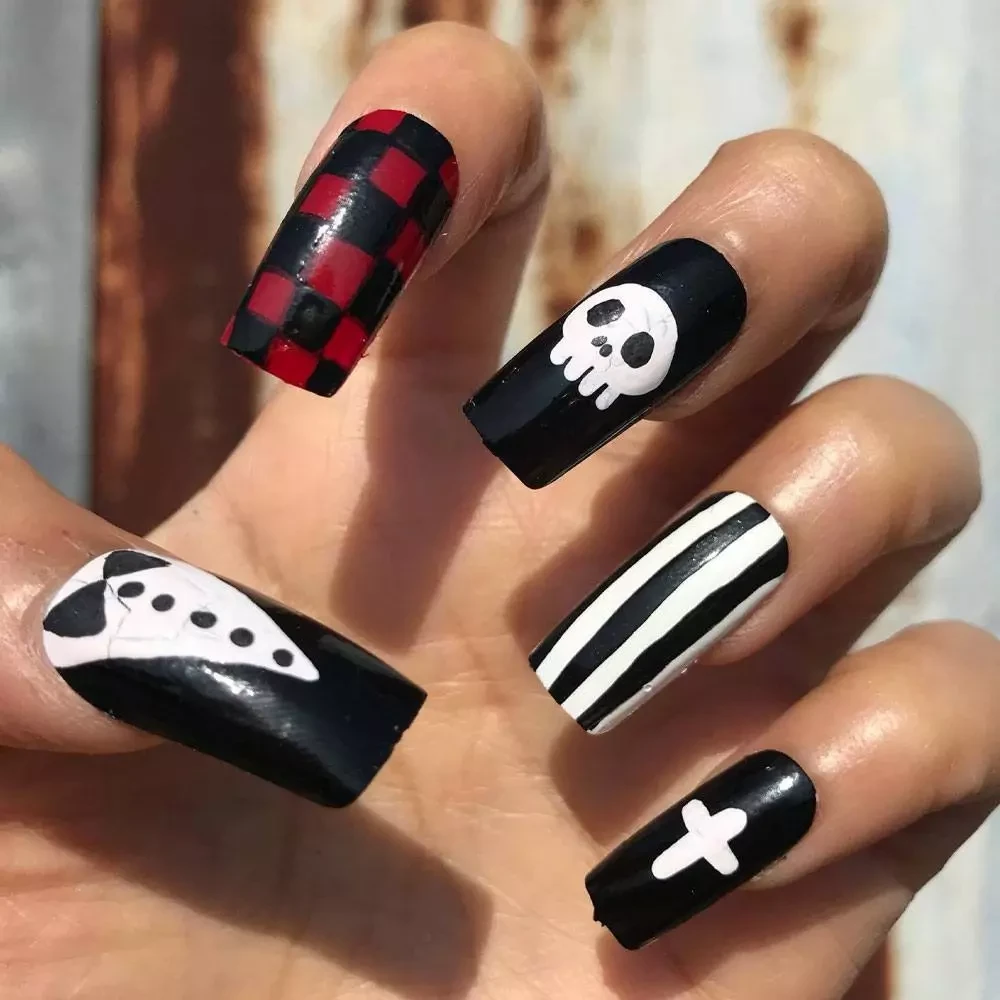 Halloween checkers red and black designs