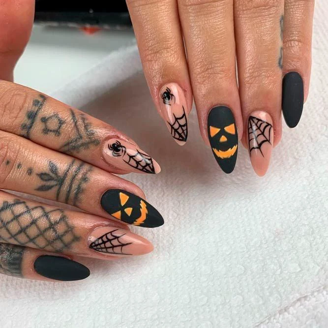 Spider black Pumpkin Fingernails