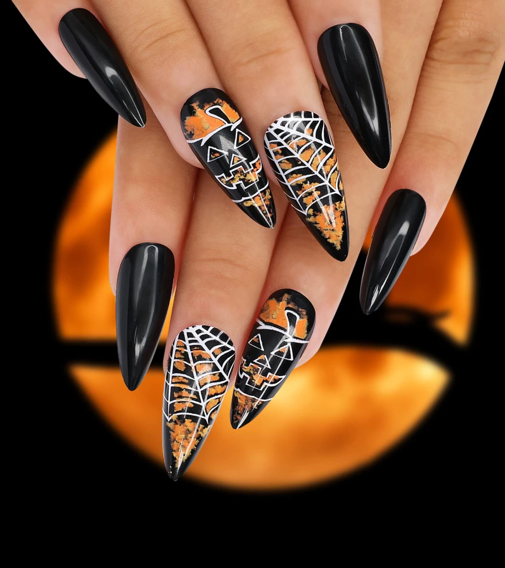 Web Design Acrylic Halloween Nails