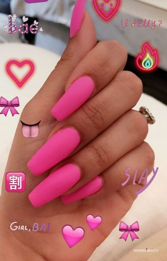 Hot Pink Nails with Design