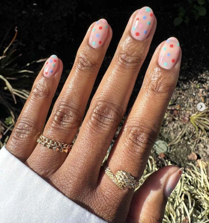 Dotted Delight: Minimalist Accents for Short Oval Nails