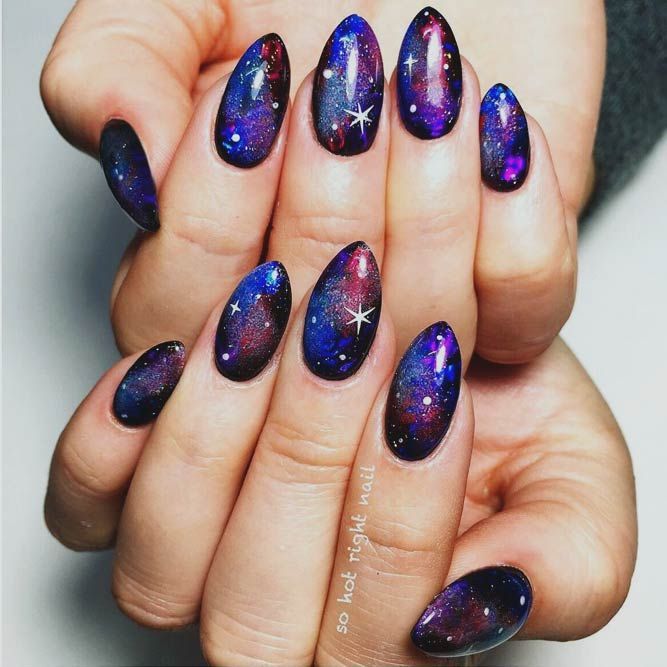 Cosmic Caviar Glittery Galaxy on Short Oval Nails