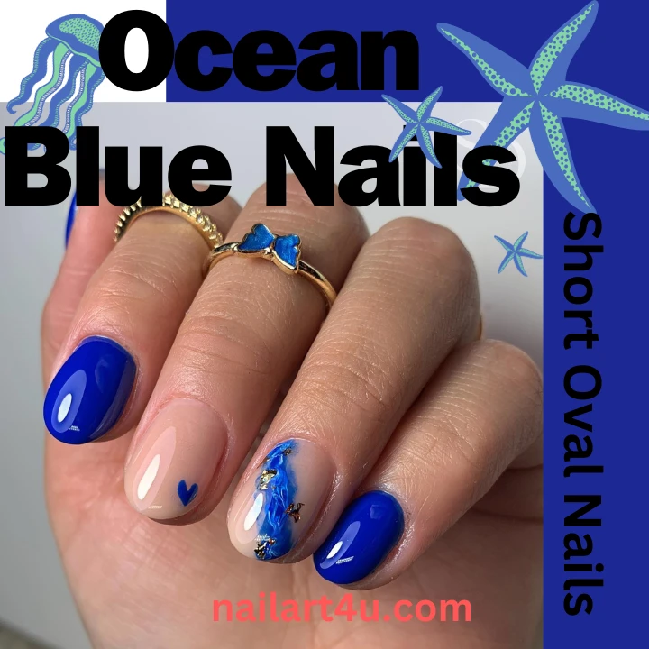 Ocean Blue Oval Fingernails