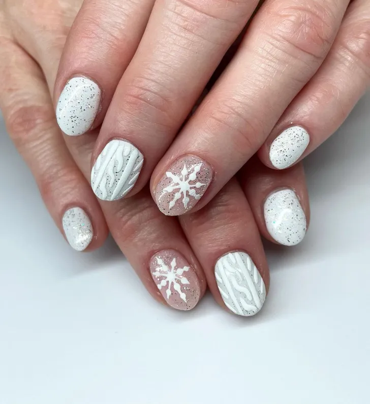 Winter Wonderland Snowy Sparkle for Short Oval Nails