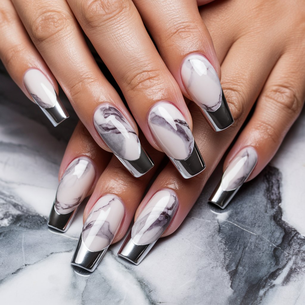 Marble Effect with Chrome Tips