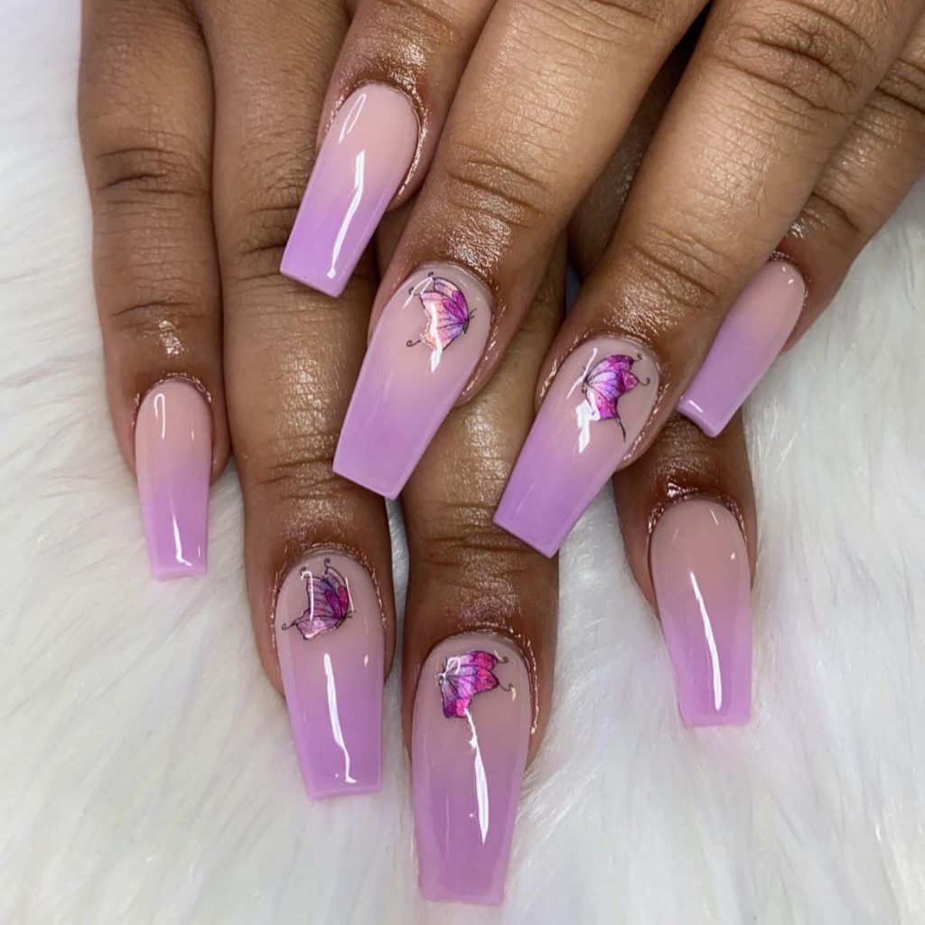 Light purple nails with and Without Design 34